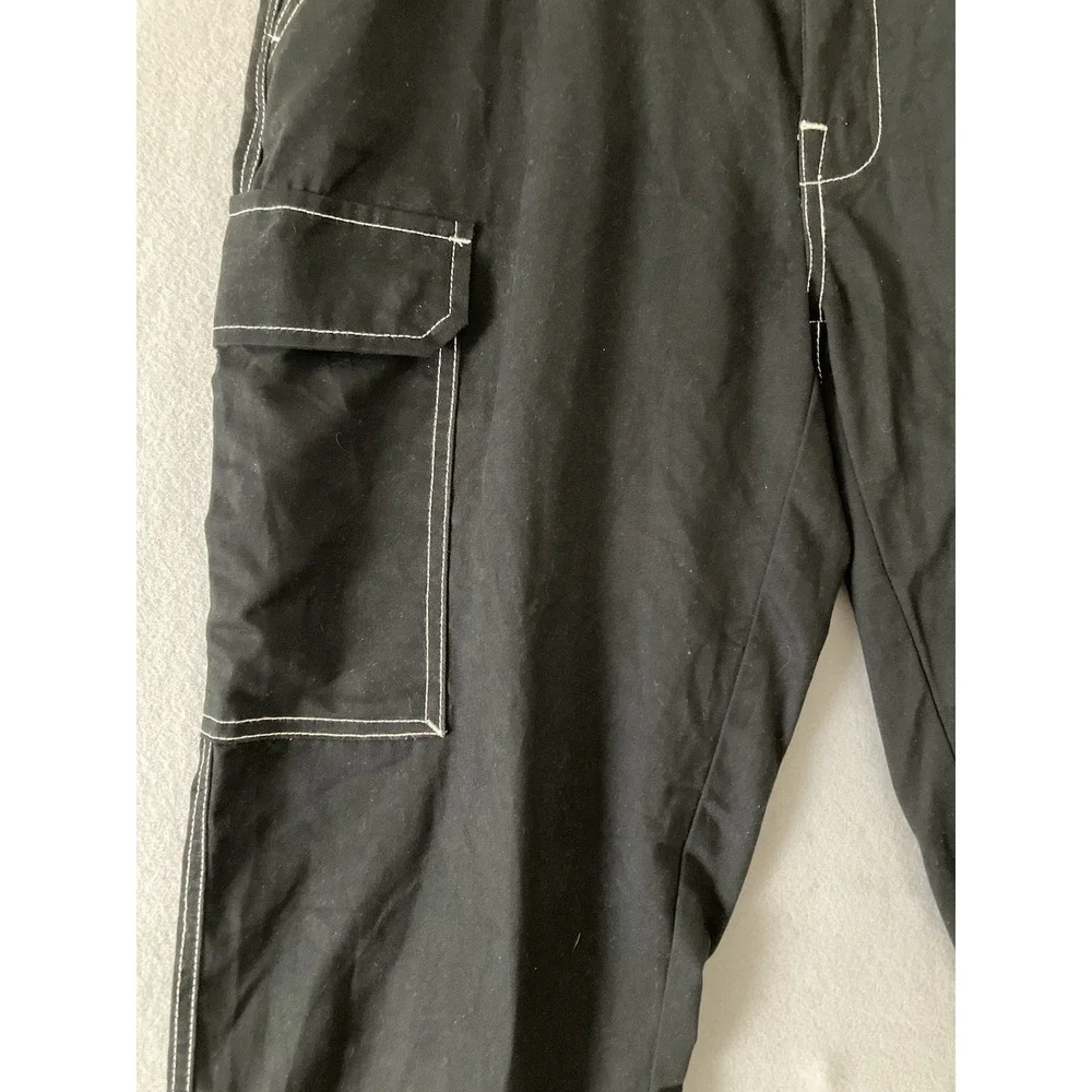 True Religion Brand Jeans Cargo Pants Jet Black Men Size 32 Baggy Y2K Streetwear